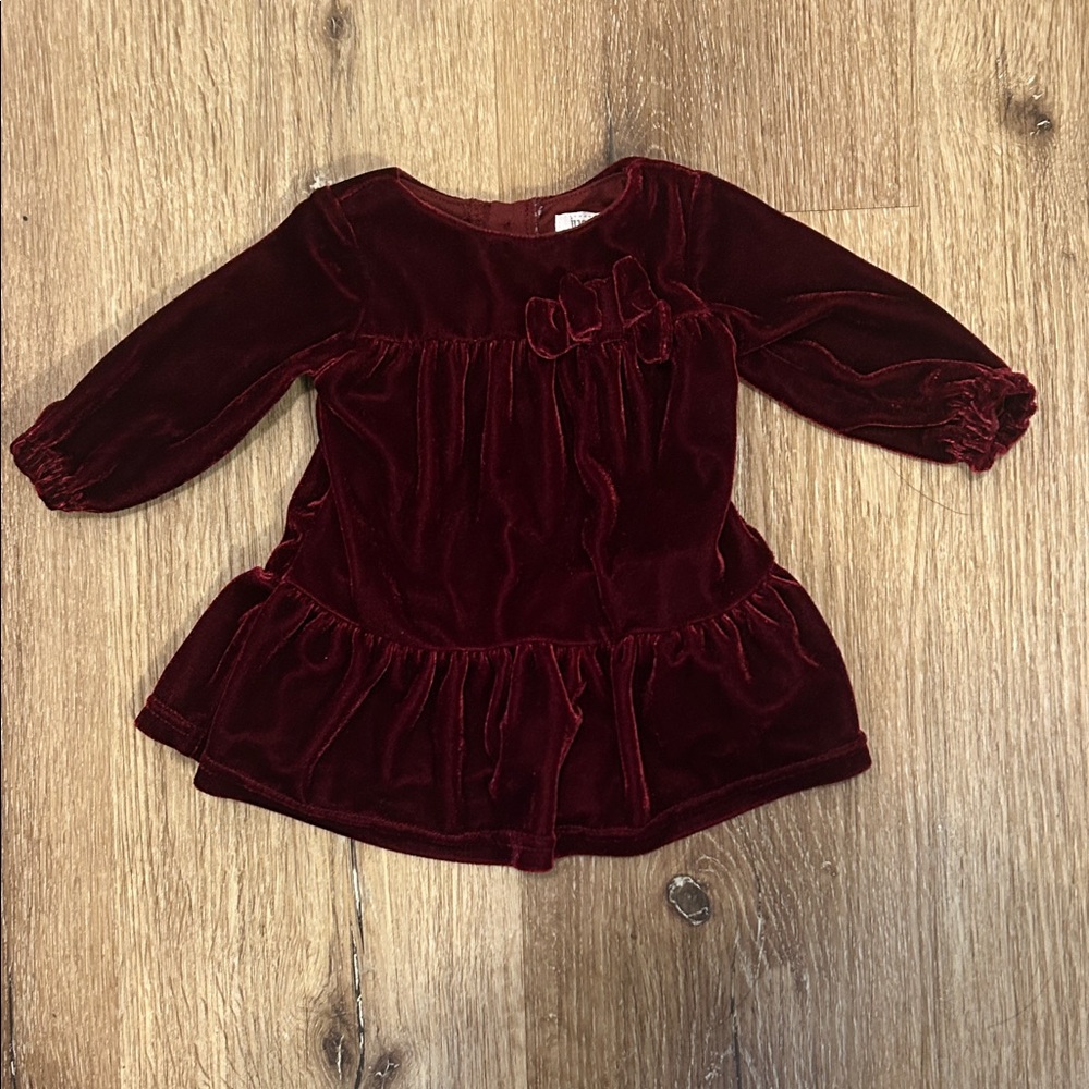 Carter's Burgundy Velvet Long-Sleeve Dress
